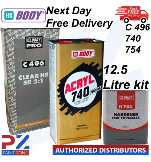 HB Body C496 2K Lacquer Fast Hardener H754 With Acrylic Thinner 12.5 litre kit
